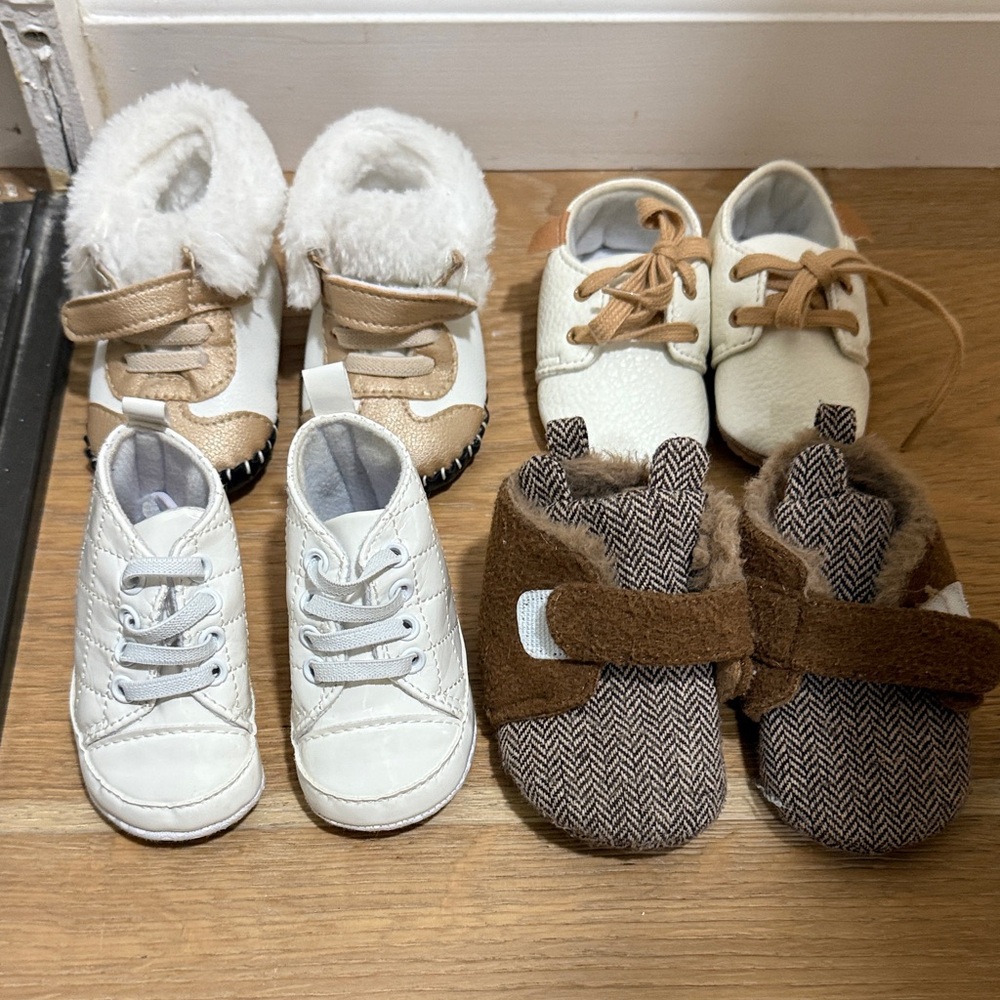 4 shoes Brown and White Kids Shoes